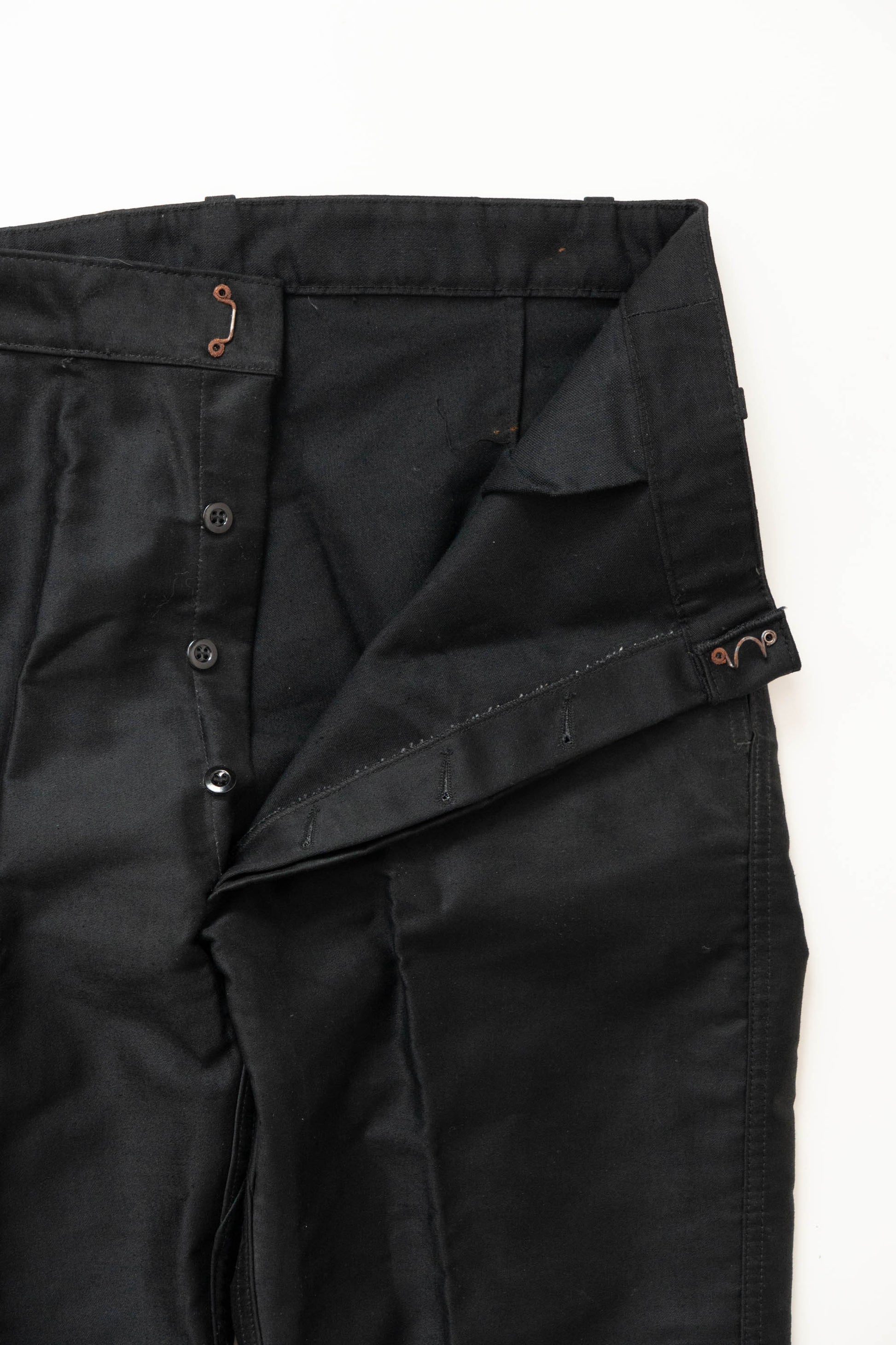 50s French Work Black Moleskin pants "Le Mont St Michel"