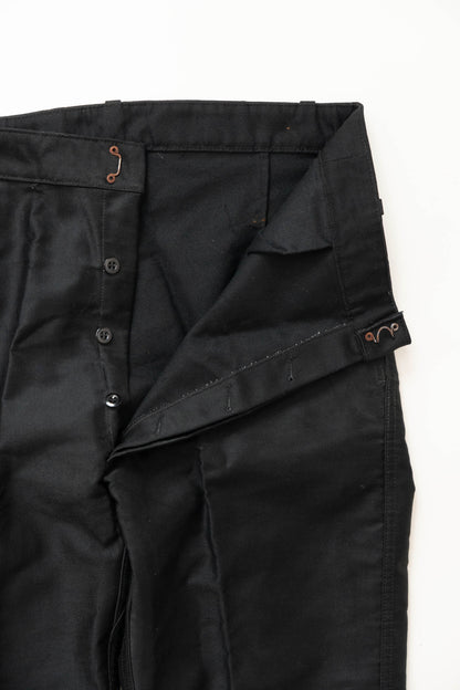 50s French Work Black Moleskin pants "Le Mont St Michel"