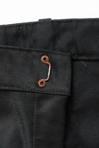 50s French Work Black Moleskin pants "Le Mont St Michel"