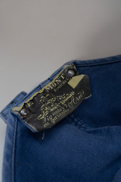 40-50s French Work Moleskin Overall "Le Mont St Michel" Patch Work