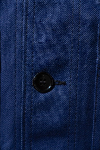 50s French Work Blue Cotton Twill Jacket "Le Mont St Michel"Dead Stock