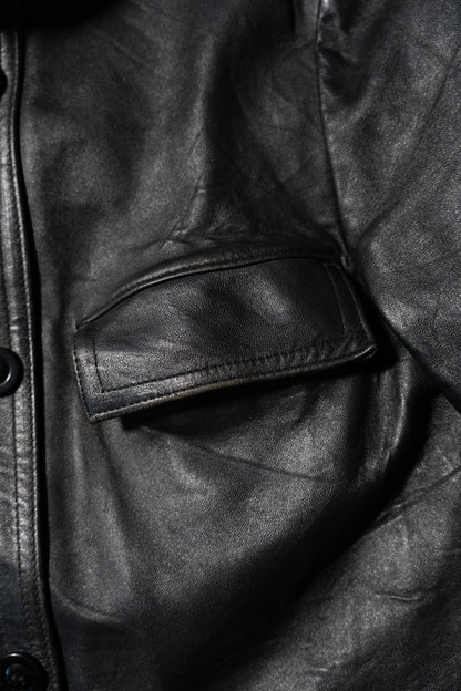 70−80s French Vintage Corbusier Leather Jacket "EDF" with chin strap