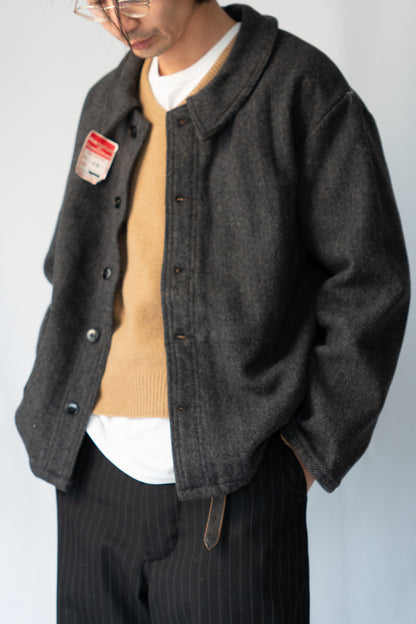 50s French Work Wool Herrinebone Farmers Jacket