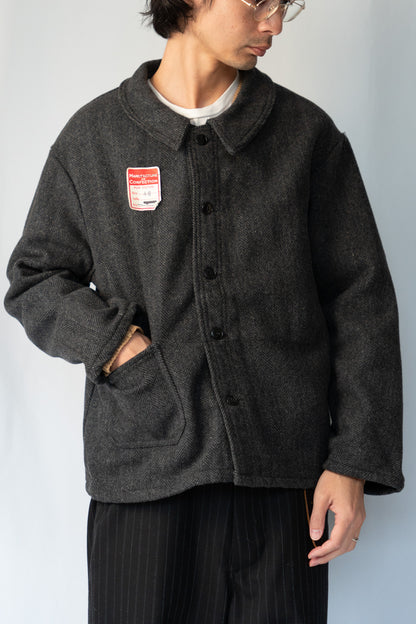 50s French Work Wool Herrinebone Farmers Jacket