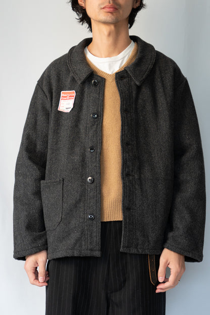 50s French Work Wool Herrinebone Farmers Jacket