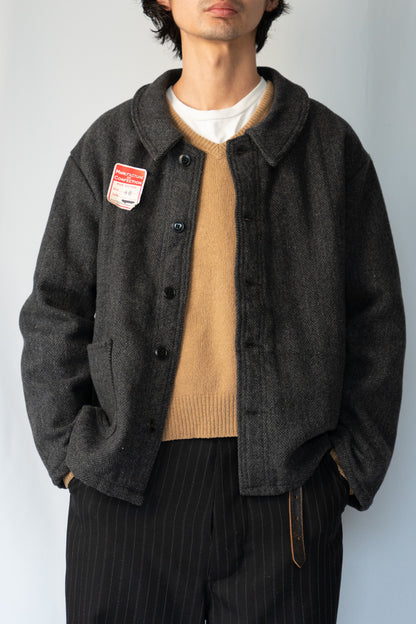 50s French Work Wool Herrinebone Farmers Jacket