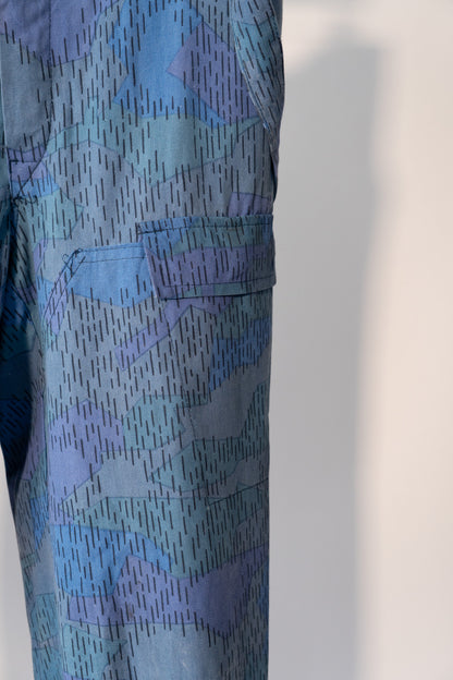 80s Czechoslovakian Fire Brigade Blue Sprinter Camouflage Trouser Deadstock