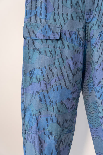 80s Czechoslovakian Fire Brigade Blue Sprinter Camouflage Trouser Deadstock