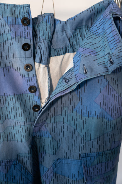 80s Czechoslovakian Fire Brigade Blue Sprinter Camouflage Trouser Deadstock