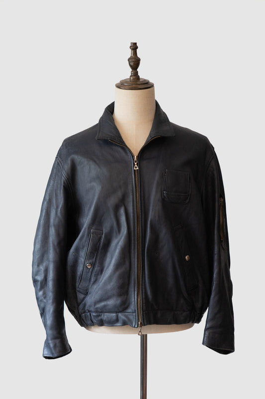 70s French Air Force Pilot Leather Jacket Original