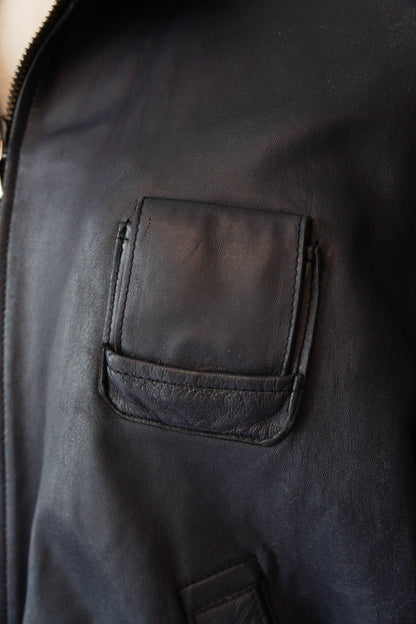 70s French Air Force Pilot Leather Jacket Original