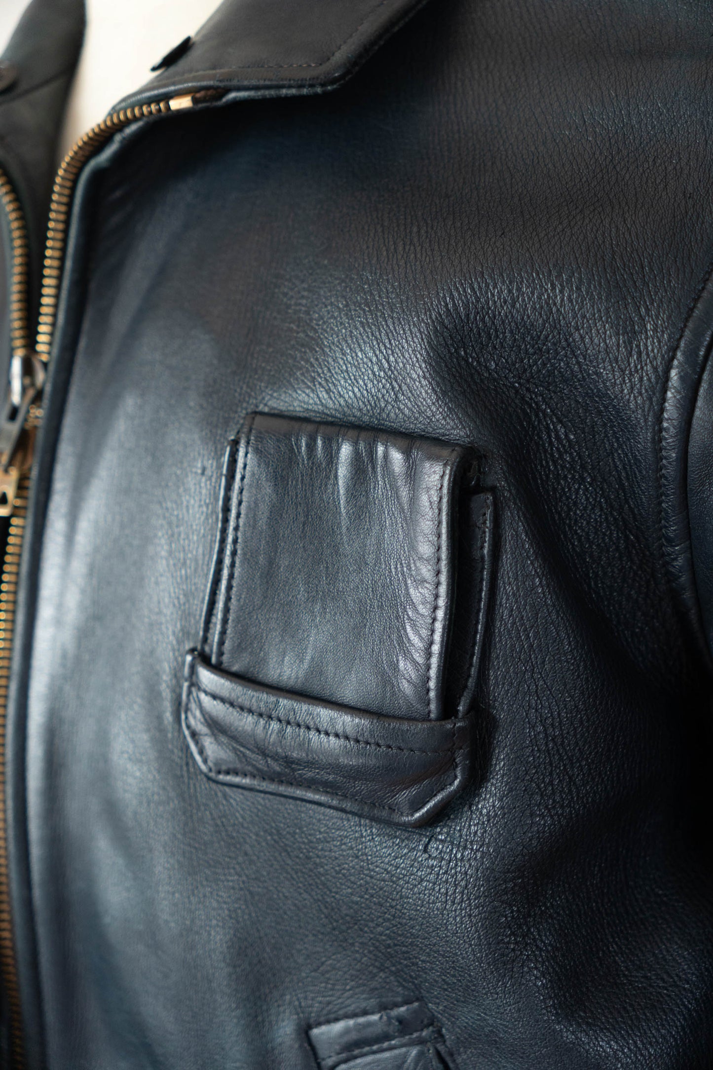 70s French Air Force Pilot Leather Jacket Original①