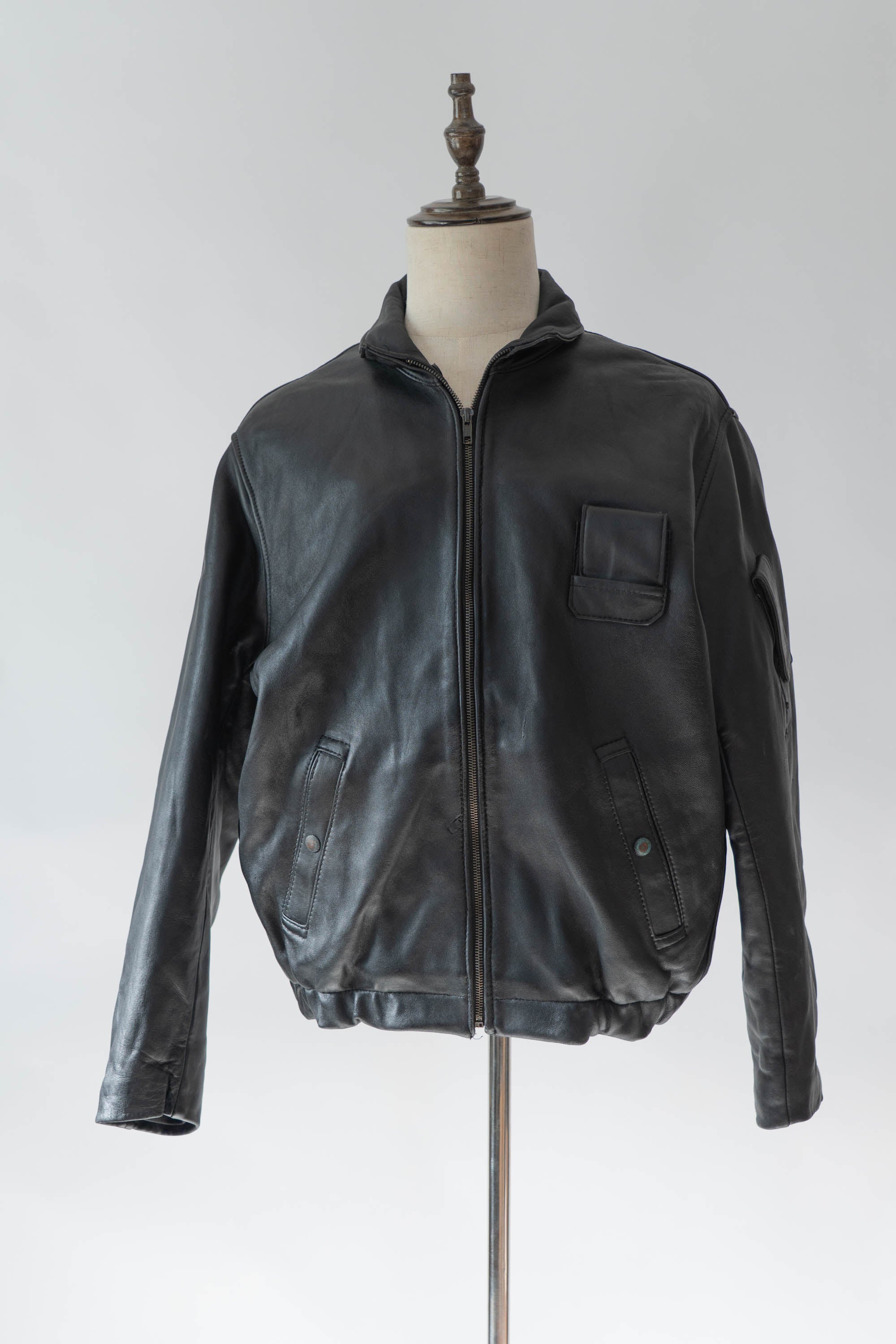70s French Air Force Pilot Leather Jacket civilian③ – edeak vintage