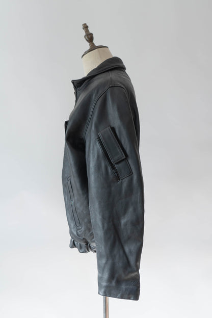 70s french Air Force pilot leather jacket civilian③
