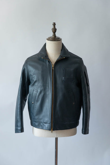 70s French Air Force Pilot Leather Jacket Original dead stock②