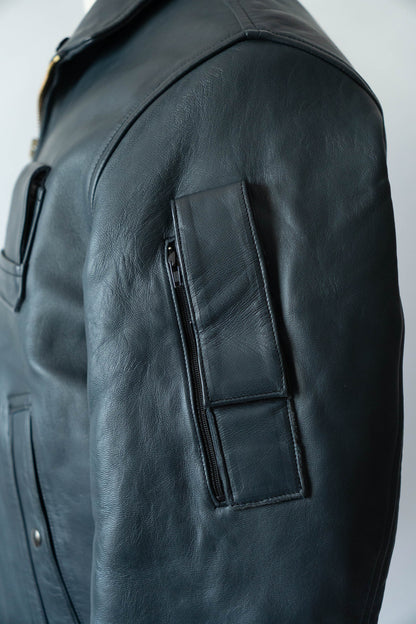 70s French Air Force Pilot Leather Jacket Original dead stock②