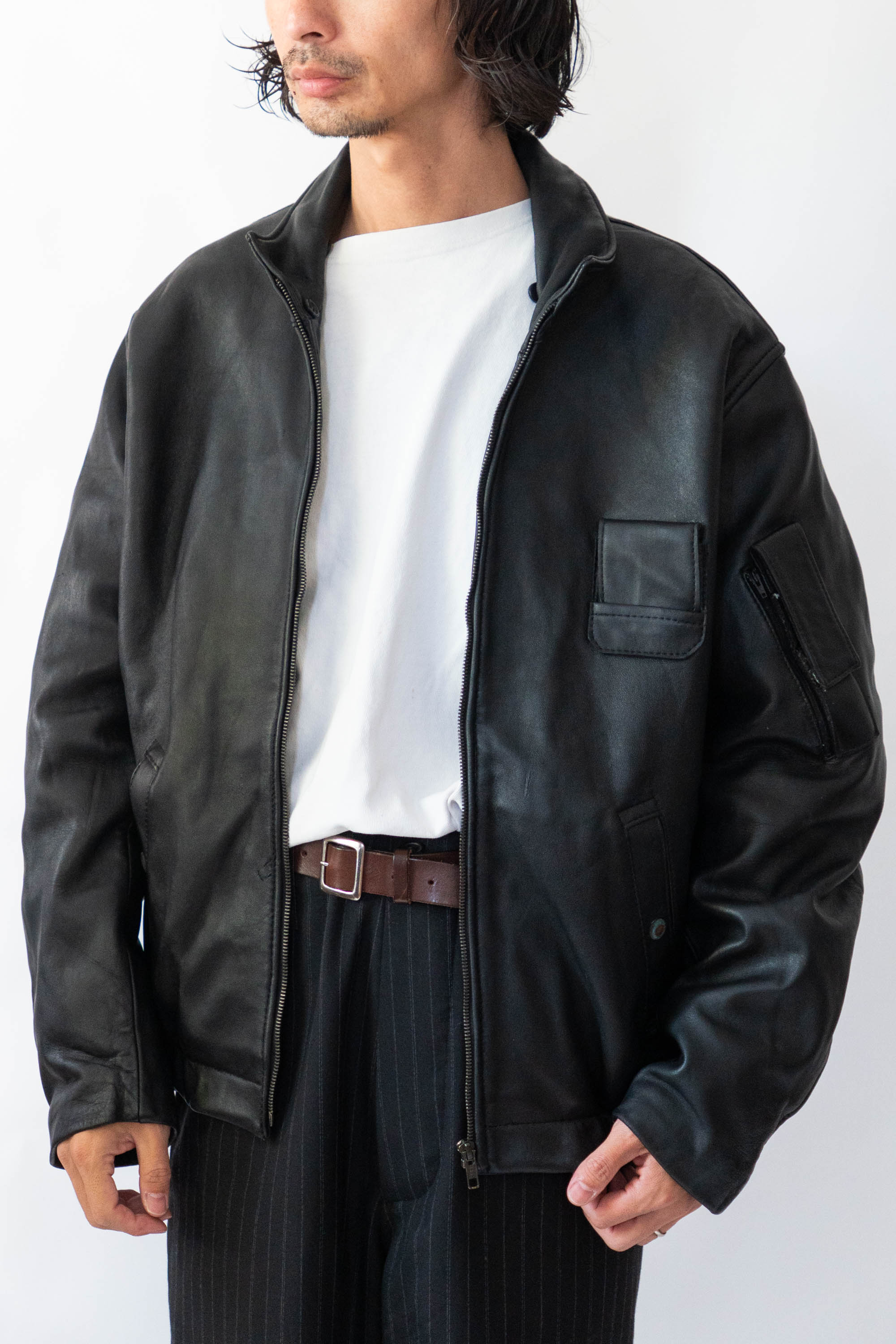 70s french Air Force pilot leather jacket civilian③ – edeak vintage