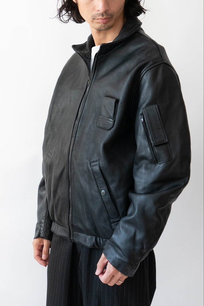 70s french Air Force pilot leather jacket civilian③