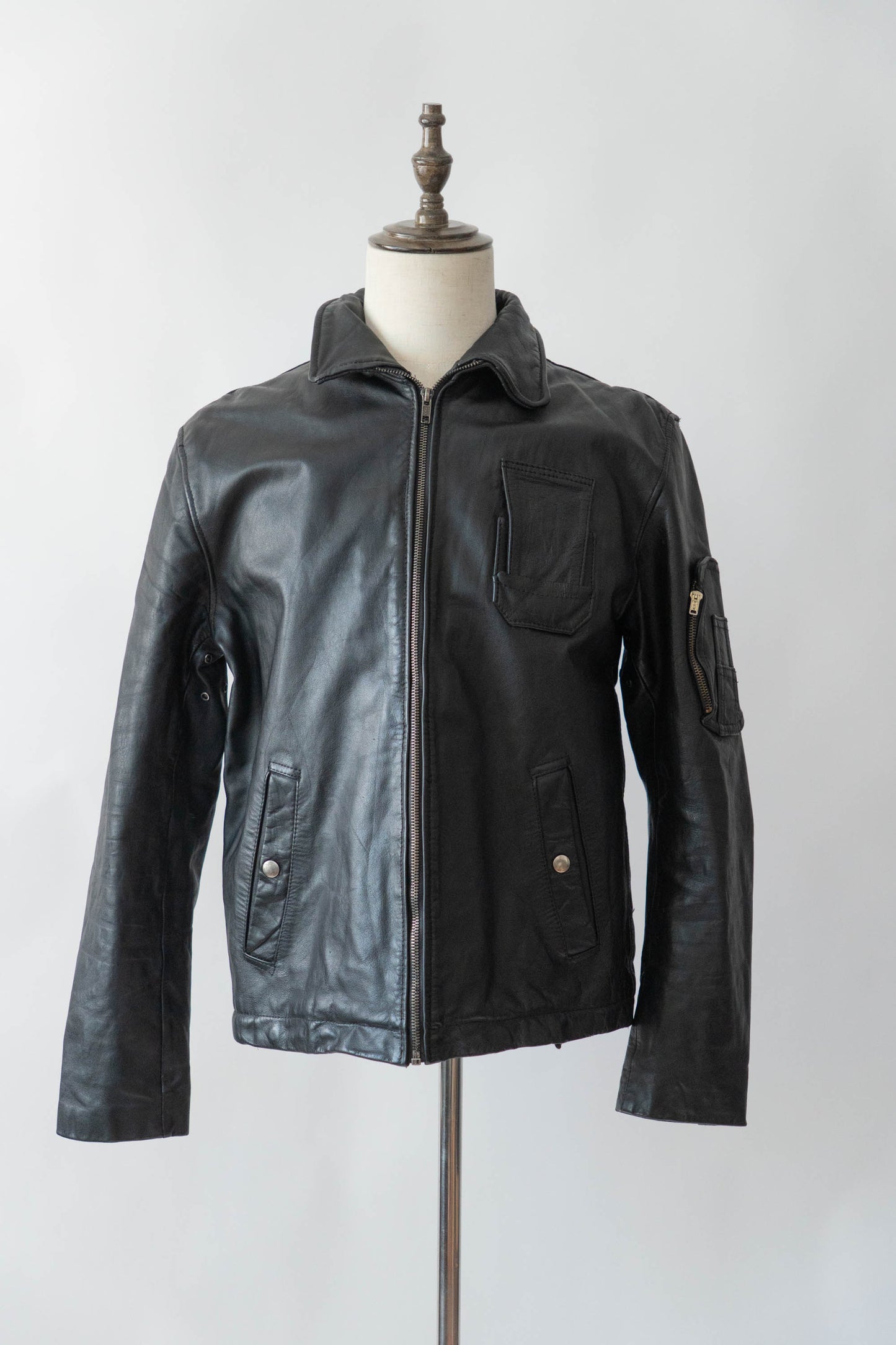 70s French Air Force Pilot Leather Jacket civilian②