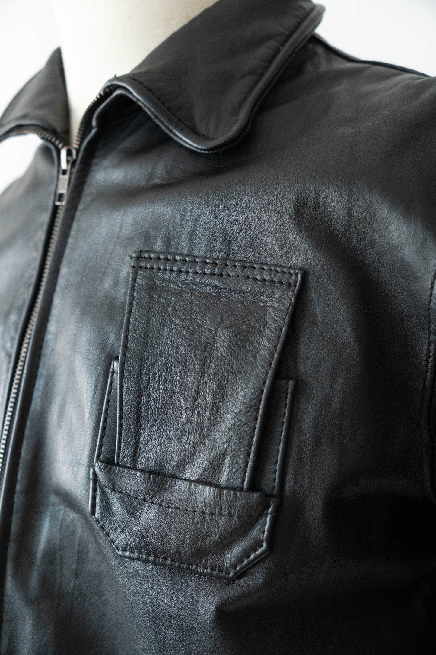 70s French Air Force Pilot Leather Jacket civilian②