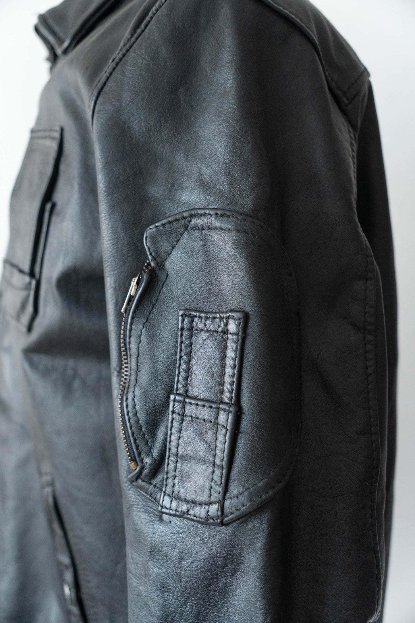 70s French Air Force Pilot Leather Jacket civilian②