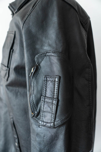 70s French Air Force Pilot Leather Jacket civilian②