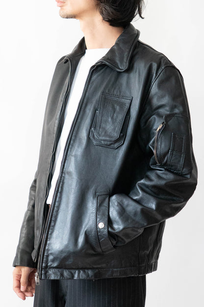 70s French Air Force Pilot Leather Jacket civilian②