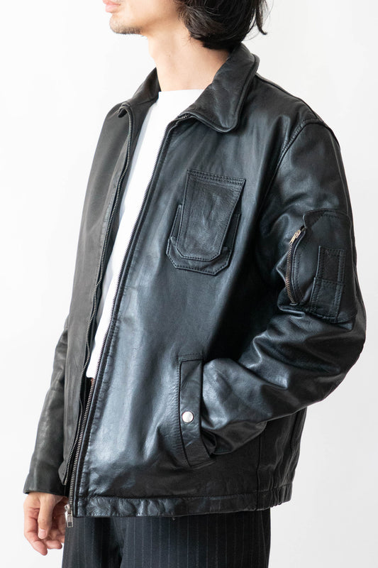 70s French Air Force Pilot Leather Jacket civilian②