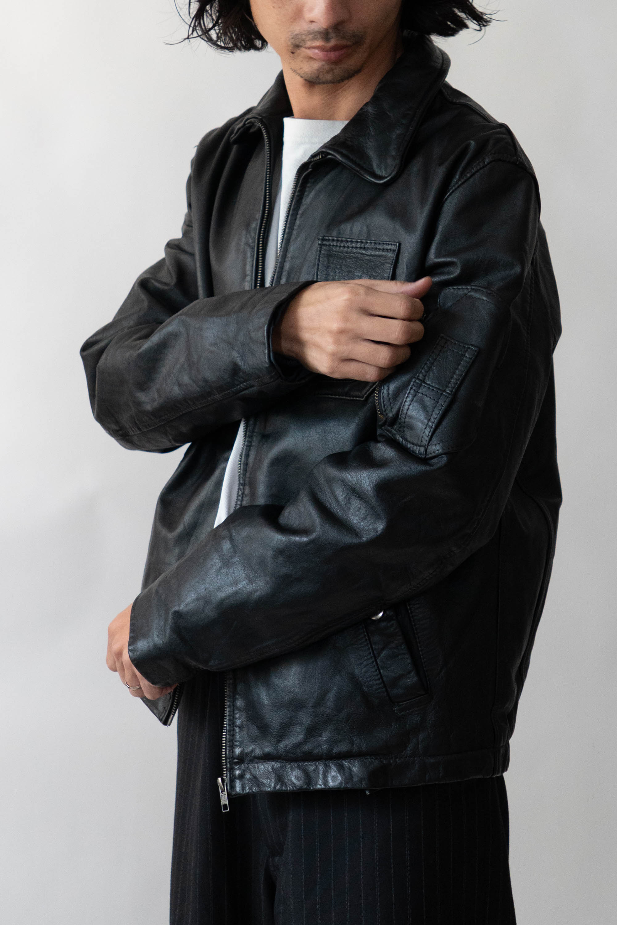 70s French Air Force Pilot Leather Jacket civilian② – edeak vintage