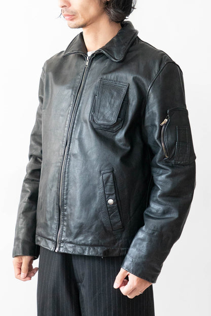 70s French Air Force Pilot Leather Jacket civilian②