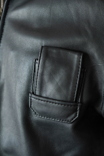 70s French Air Force Pilot Leather Jacket civilian①