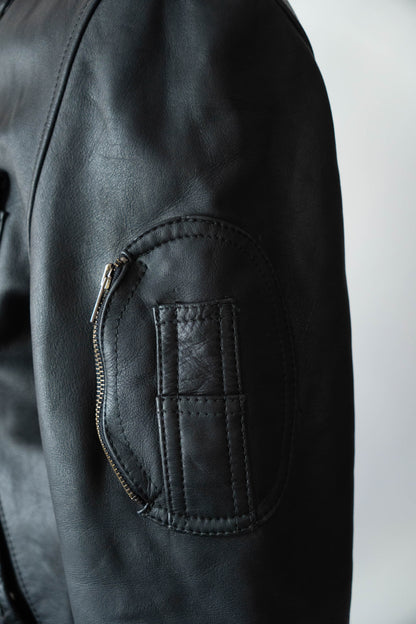 70s French Air Force Pilot Leather Jacket civilian①