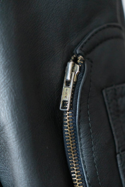 70s French Air Force Pilot Leather Jacket civilian①