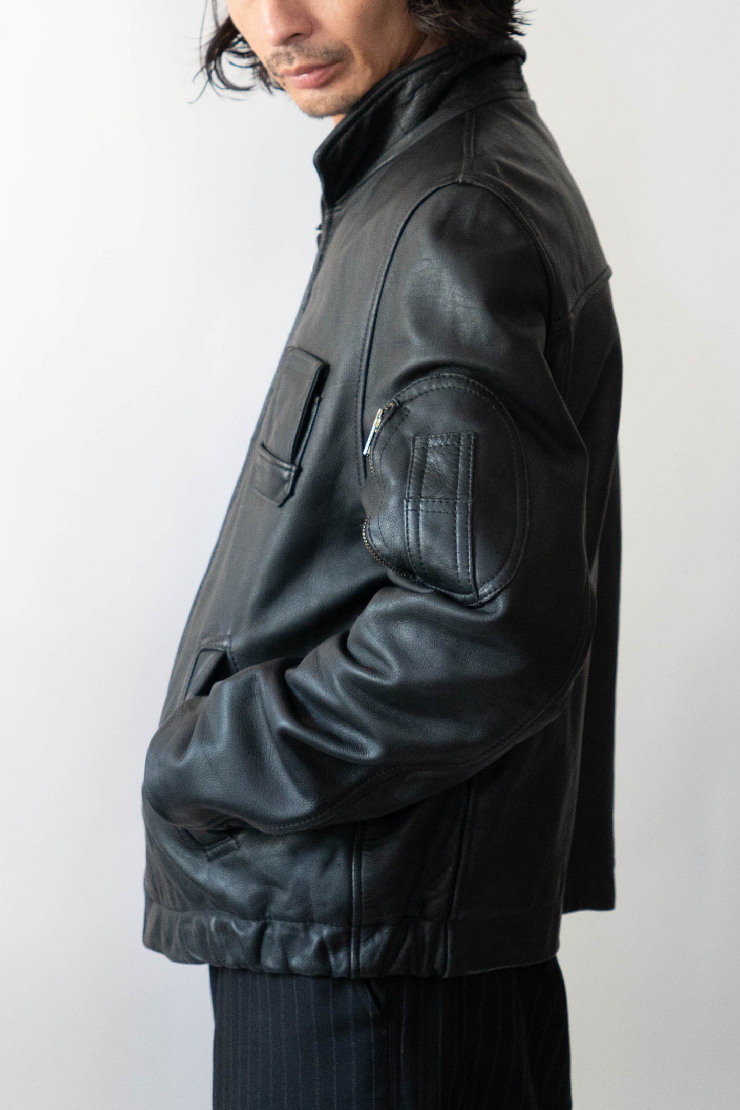 70s French Air Force Pilot Leather Jacket civilian①