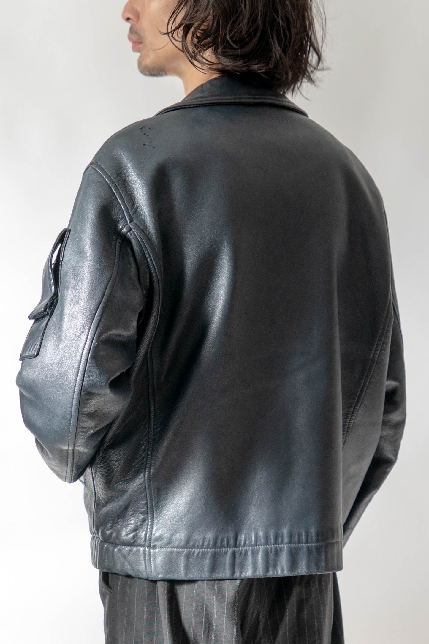 70s French Air Force Pilot Leather Jacket Original①