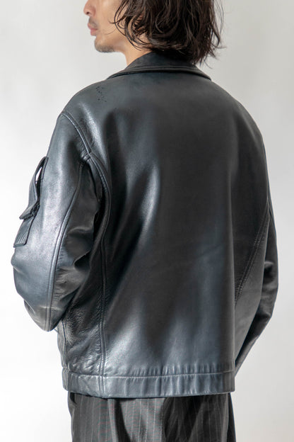 70s French Air Force Pilot Leather Jacket Original①