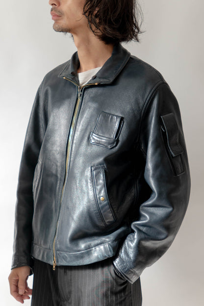 70s French Air Force Pilot Leather Jacket Original①