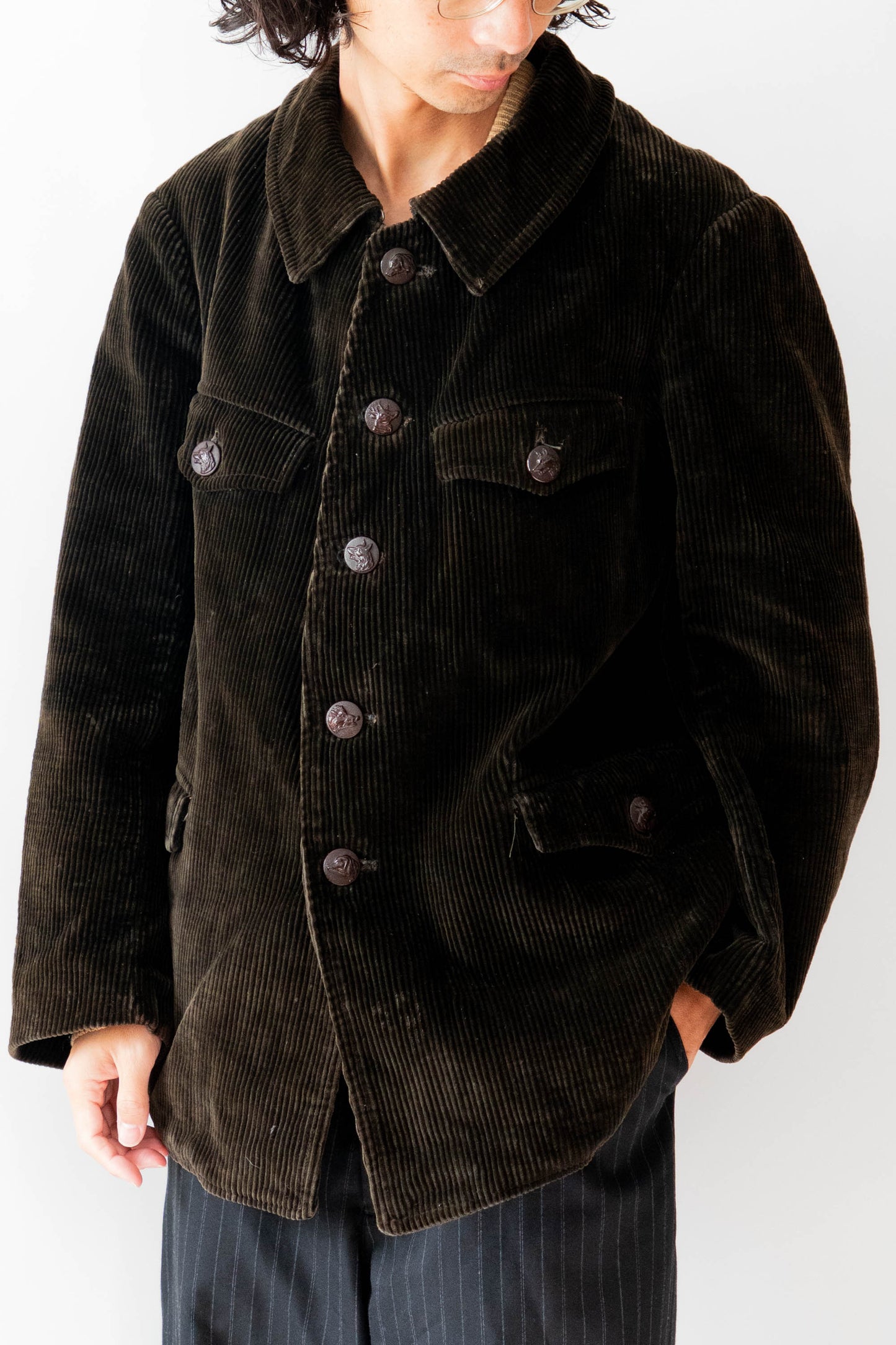 30 年代 AdolpheLafont 棕色燈芯絨狩獵夾克