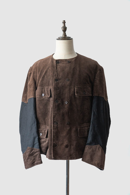 40s belgium brown corduroy double breasted work jacket deadstock
