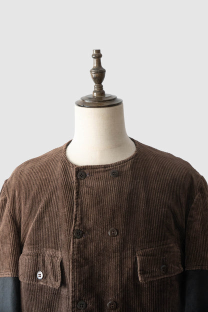 40s belgium brown corduroy double breasted work jacket deadstock