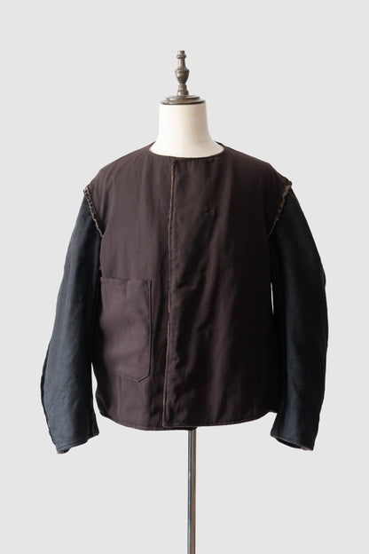 40s belgium brown corduroy double breasted work jacket deadstock