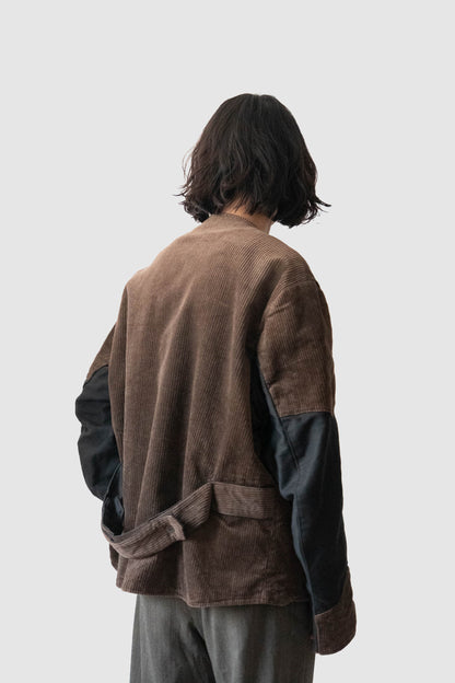 40s belgium brown corduroy double breasted work jacket deadstock