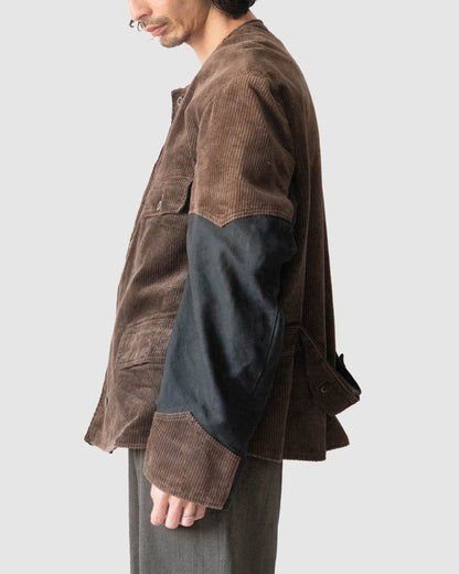 40s belgium brown corduroy double breasted work jacket deadstock