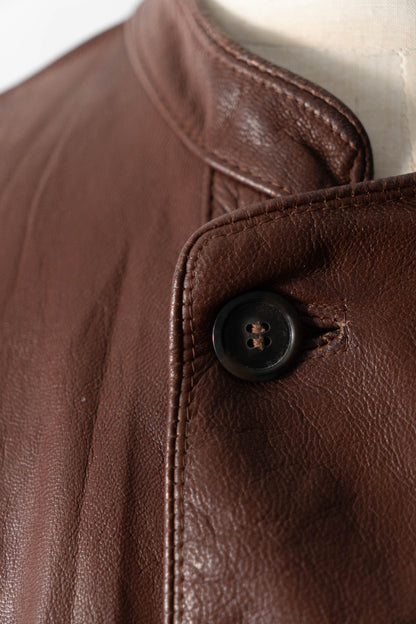 50s Sweden Work Goatskin Double Breasted Leather Jacket