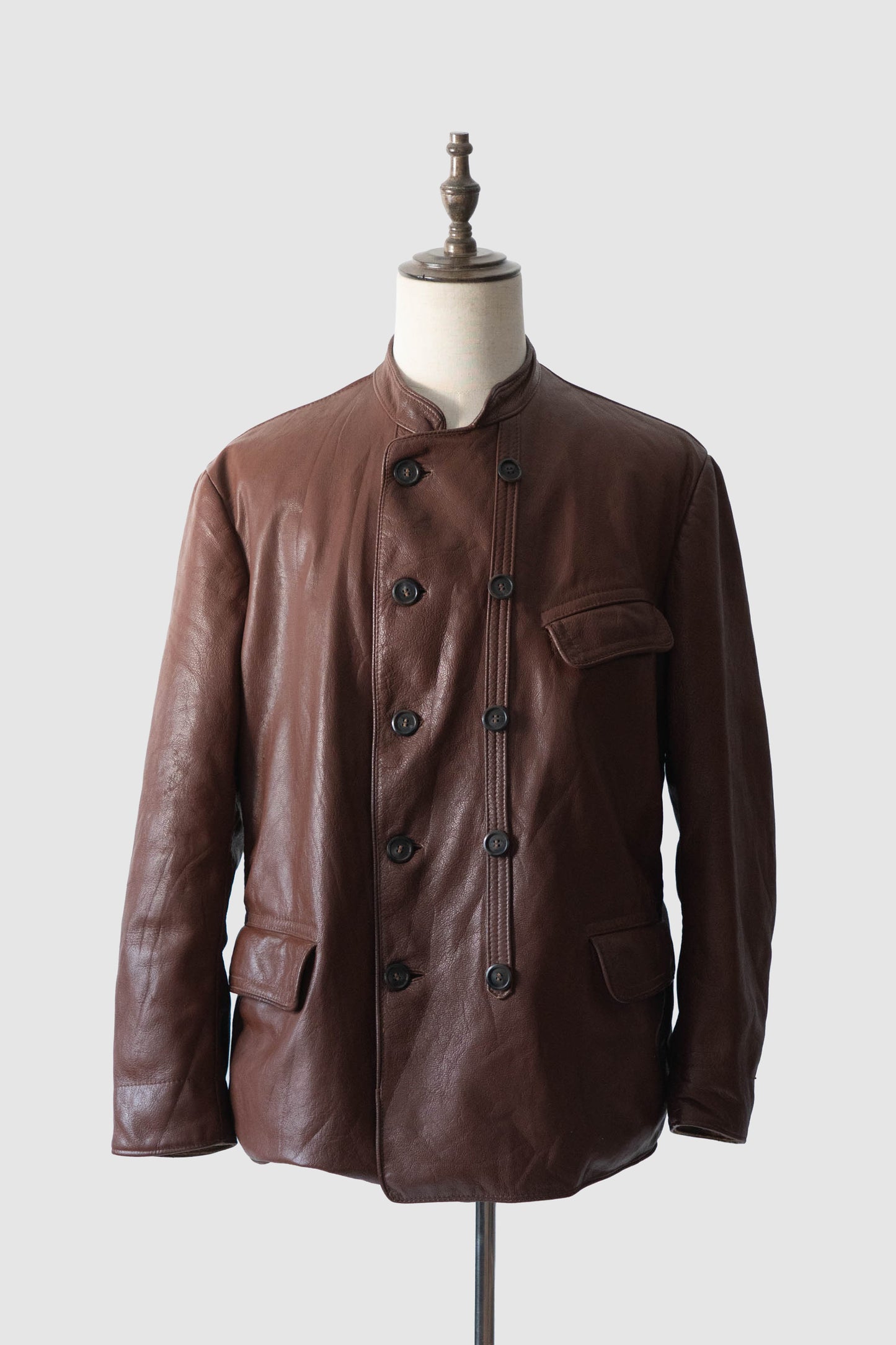 50s Sweden Work Goatskin Double Breasted Leather Jacket