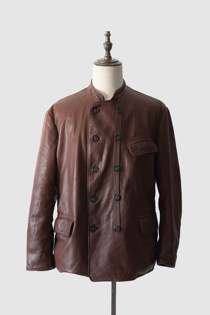 50s Sweden Work Goatskin Double Breasted Leather Jacket