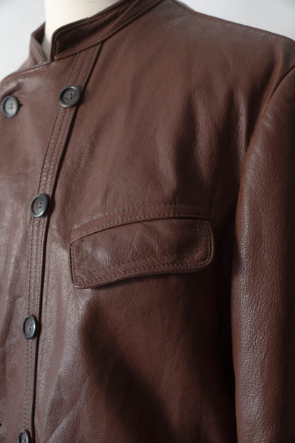 50s Sweden Work Goatskin Double Breasted Leather Jacket