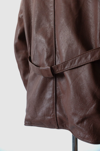 50s Sweden Work Goatskin Double Breasted Leather Jacket