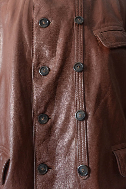 50s Sweden Work Goatskin Double Breasted Leather Jacket