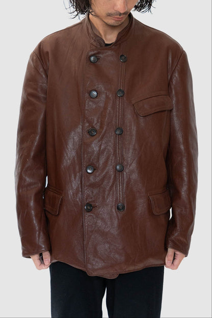 50s Sweden Work Goatskin Double Breasted Leather Jacket